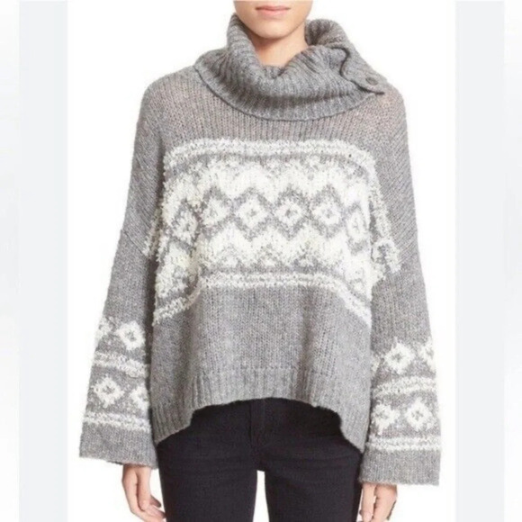 Free People Ragnar fair isle chunky turtleneck sweater 17913 - Picture 3 of 15